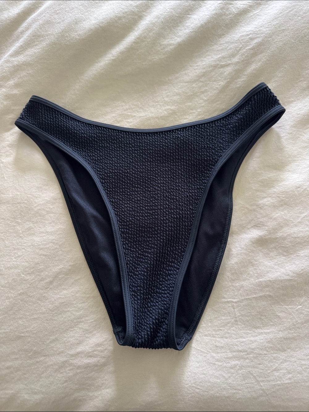 NWOT Abercrombie & Fitch Black Textured High-Cut Bikini Bottom Size: S